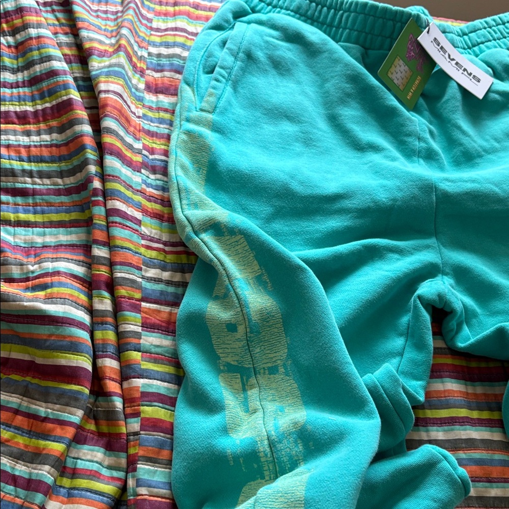 Crazy deals Triple  Sevens Teal Graphic Sweatpants size XL oversized nwt - Picture 5 of 11